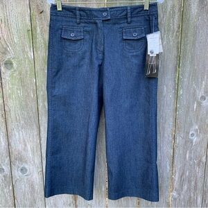 LARRY LEVINE SPORT dark wash lightweight stretch cropped denim pants capris